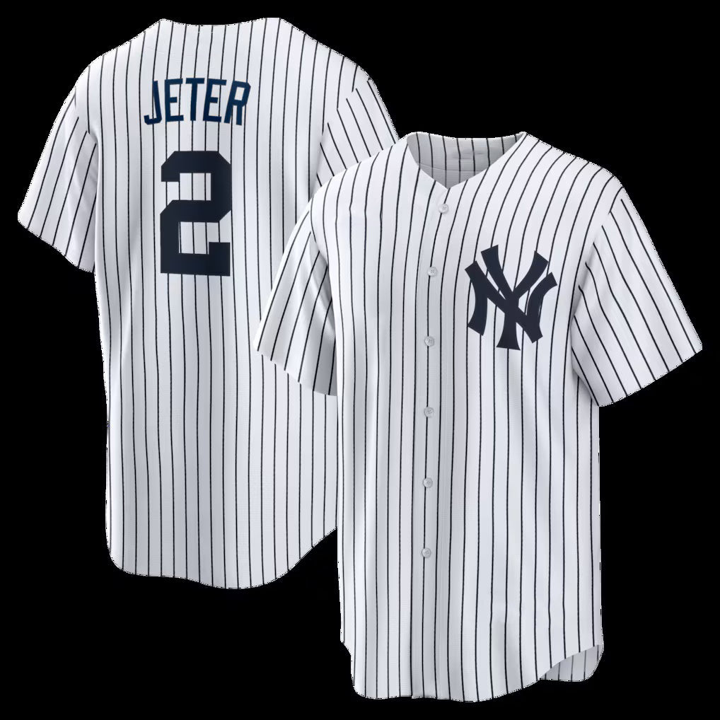Boles  New York Yankees #2 Derek Jeter White  Home Retired Player Replica Jersey