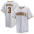 Boles  San Diego Padres #3 Jackson Merrill White  Home Replica Jersey