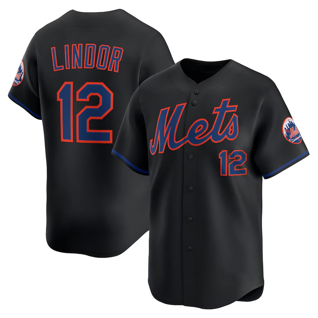Boles  New York Mets #12 Francisco Lindor Black  Alternate Limited Jersey