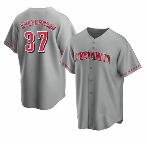 Boles Cincinnati Reds #37 Tyler Stephenson Grey  Cool Base Jersey