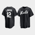 Boles  New York Mets #12 Francisco Lindor Black  Cool Base Stitched Jersey