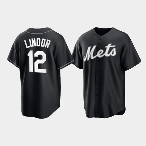 Boles  New York Mets #12 Francisco Lindor Black  Cool Base Stitched Jersey