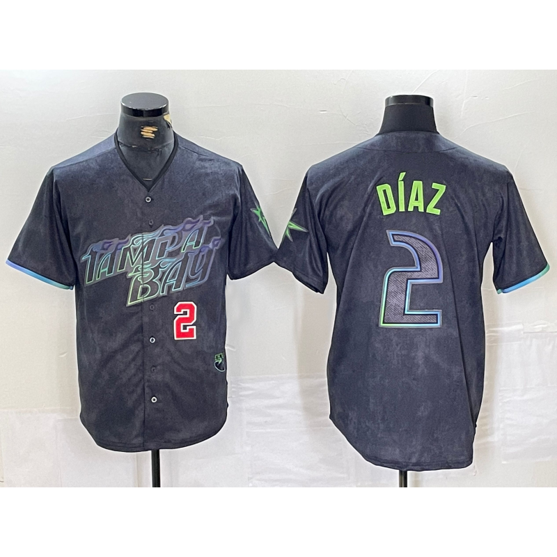 Boles Tampa Bay Rays #2 Yandy Diaz Number Charcoal  2024 City Connect Limited Stitched Jerseys