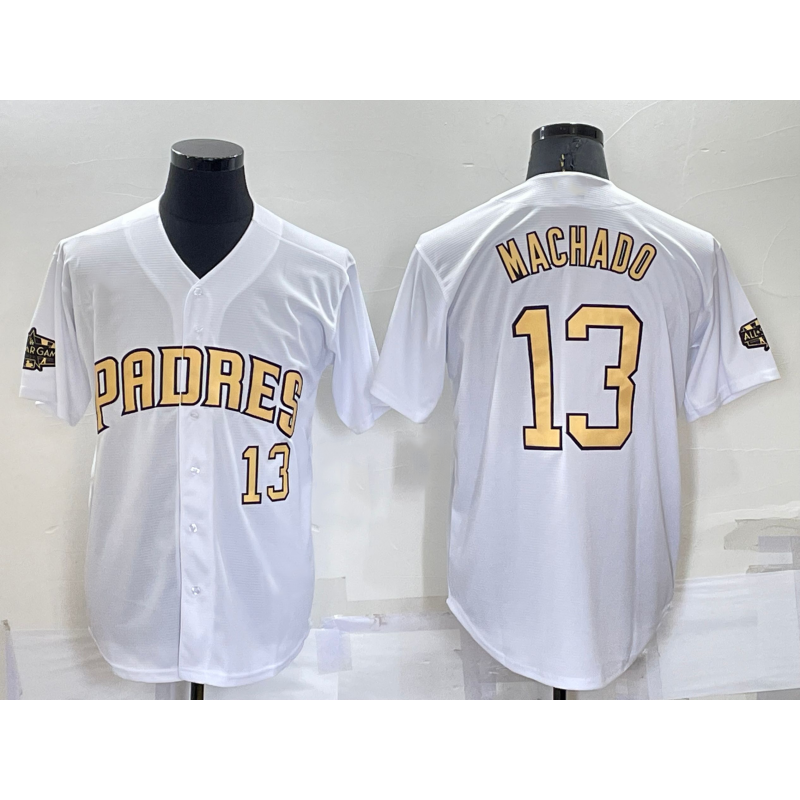 Boles  San Diego Padres #13 Manny Machado Number White  2022 All Star Stitched Cool Base Jersey