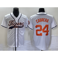 Boles Detroit Tigers #24 Miguel Cabrera White  Cool Base Stitched Jersey