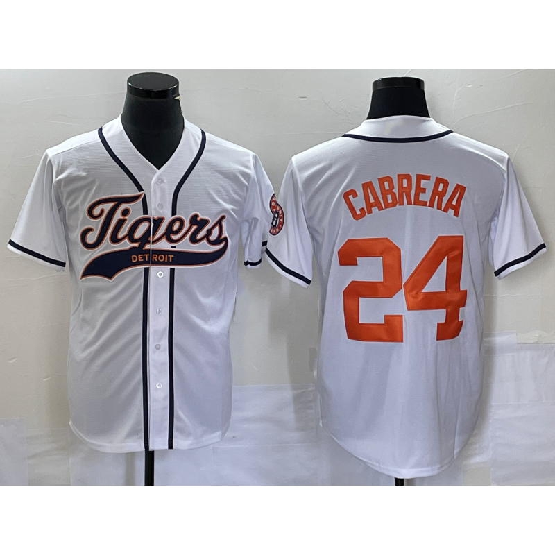 Boles Detroit Tigers #24 Miguel Cabrera White  Cool Base Stitched Jersey