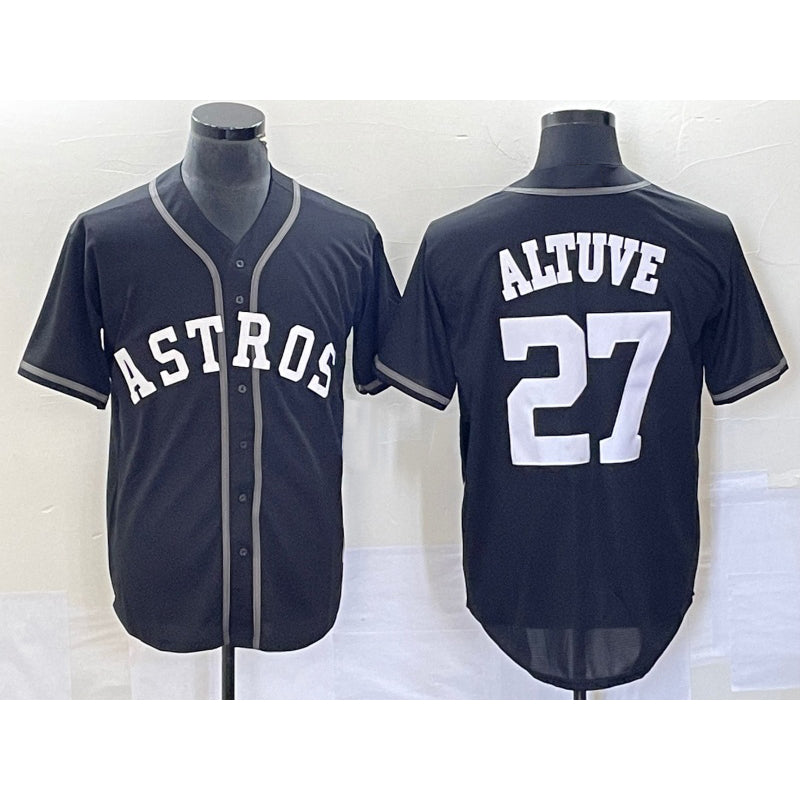 Boles Houston Astros #27 Jose Altuve Black  Cool Base Stitched Jersey
