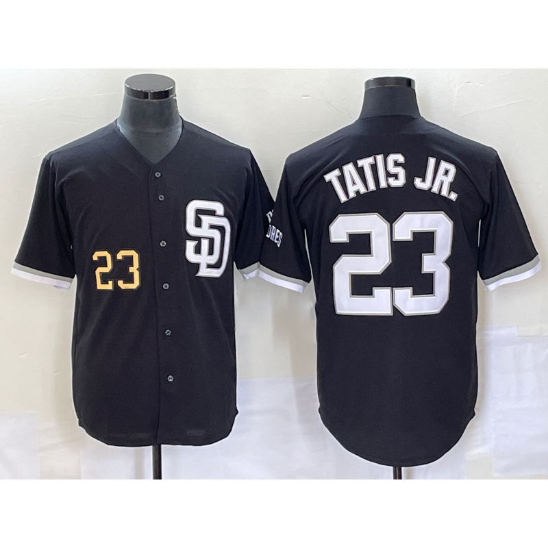 Boles  San Diego Padres #23 Fernando Tatis Jr Number Black  2023 Cool Base Stitched Jersey