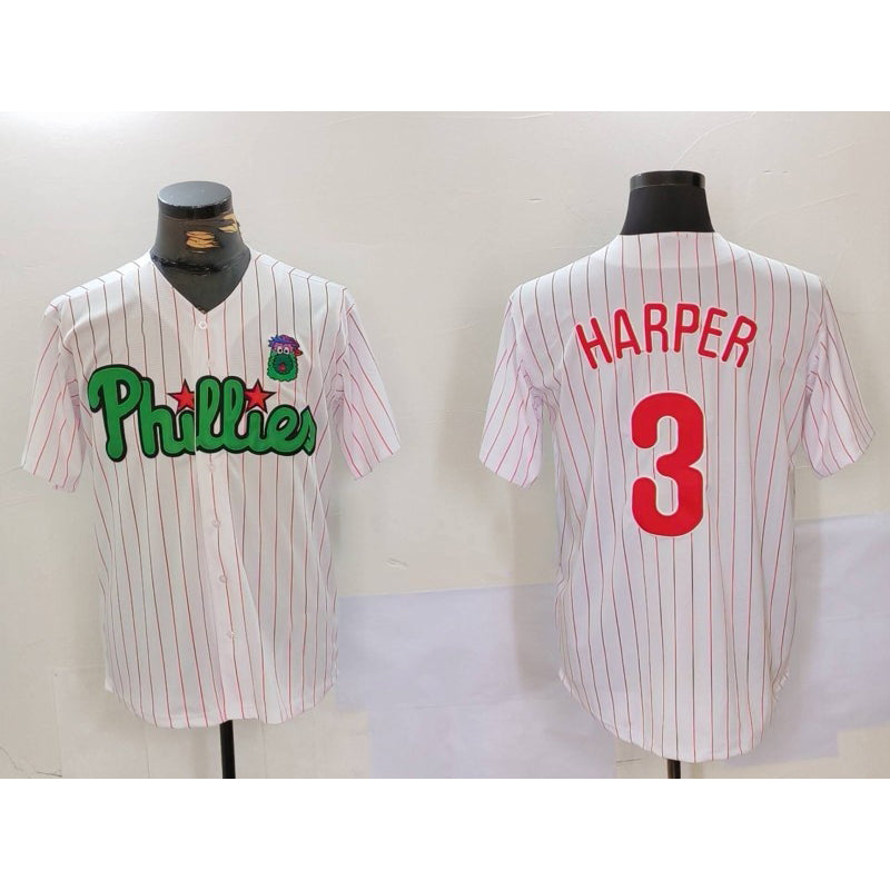Boles  Philadelphia Phillies #3 Bryce Harper White Green  Cool Base Stitched Jersey 2