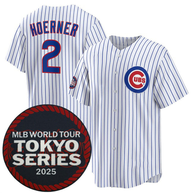 Boles  Chicago Cubs #2 Nico Hoerner White  2025 World Tour Tokyo Series Home Stitched Jersey