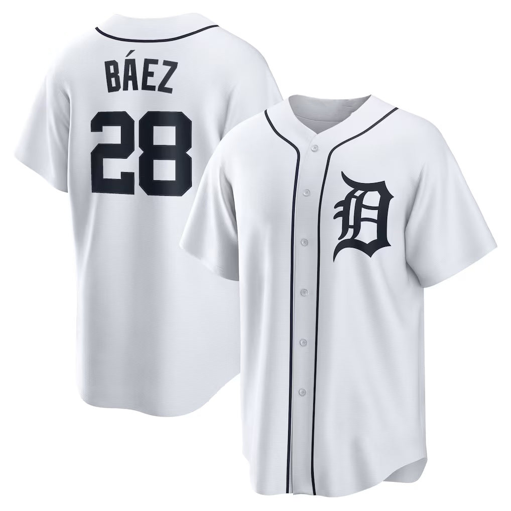Boles Detroit Tigers #28 Javier Baez White  Home Replica Player Jersey