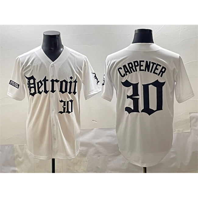 Boles Detroit Tigers #30 Kerry Carpenter White  'Motor Gothic Edition' Vapor Premier Limited Stitched Jersey
