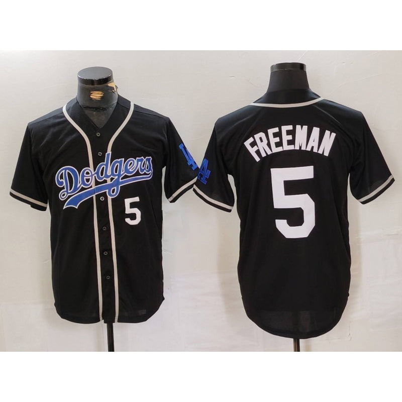 Boles Los Angeles Dodgers #5 Freddie Freeman Number Black  Cool Base With Patch Stitched Jerseys