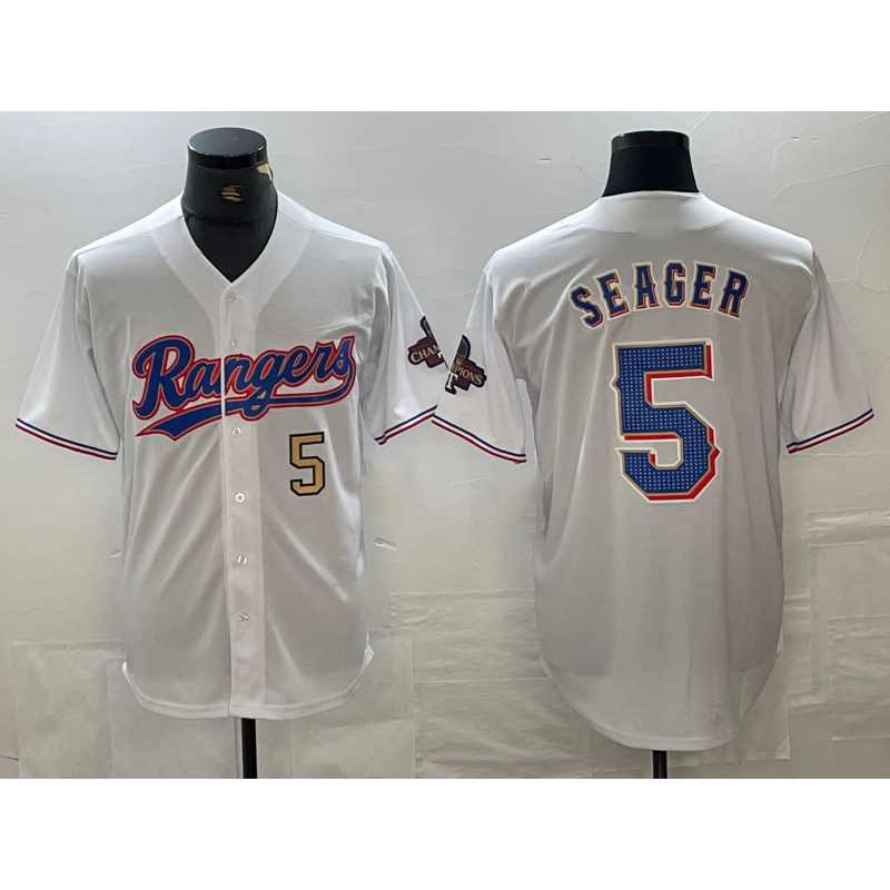 Boles Texas Rangers #5 Corey Seager Number White  2023 World Series Champions Cool Base Jerseys