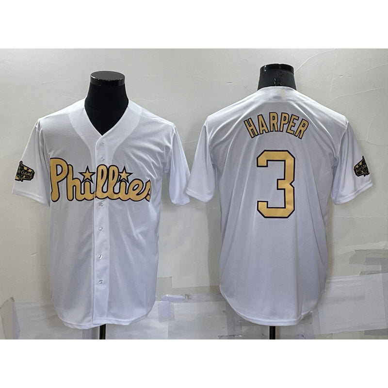 Boles  Philadelphia Phillies #3 Bryce Harper White  2022 All Star Stitched Cool Base Jersey