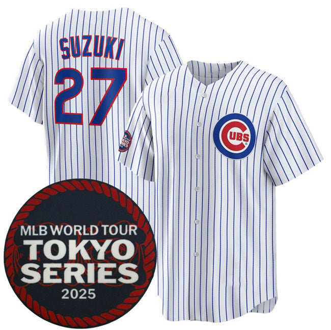 Boles  Chicago Cubs #27 Seiya Suzuki White  2025 World Tour Tokyo Series Home Stitched Jersey