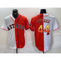 Boles Houston Astros #44 Yordan Alvarez White Orange  Split Stitched Jersey 2