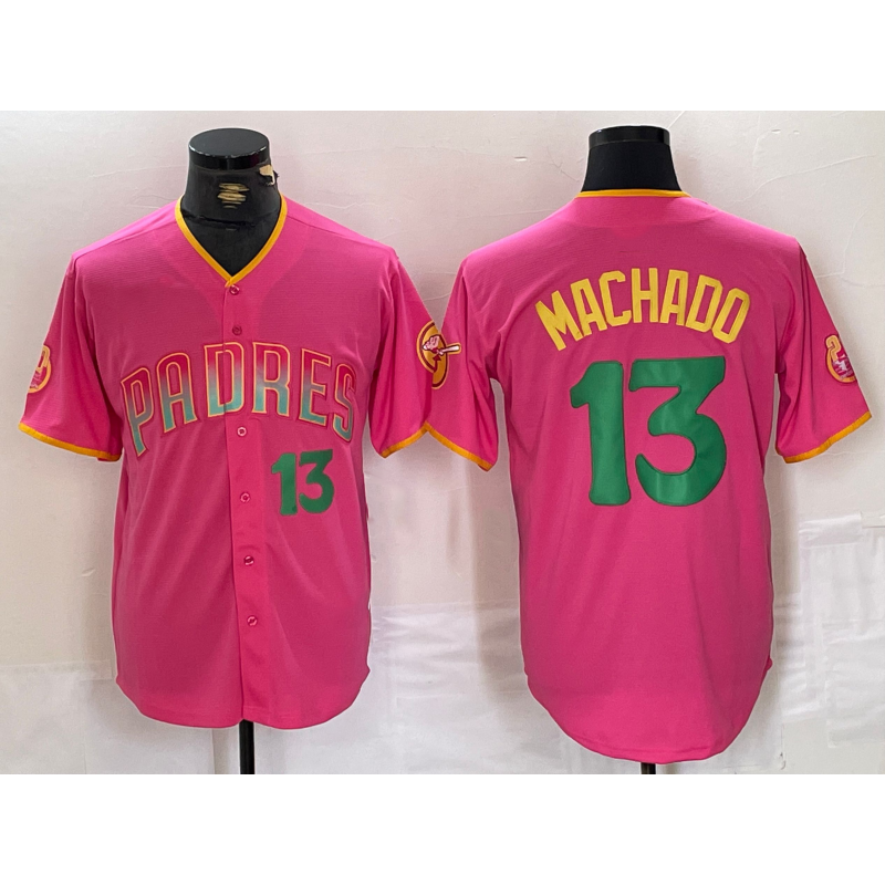 Boles  San Diego Padres #13 Manny Machado Pink  Cool Base Stitched Jerseys