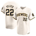Boles    Milwaukee Brewers #22 Christian Yelich Cream  Home Limited Player Jersey