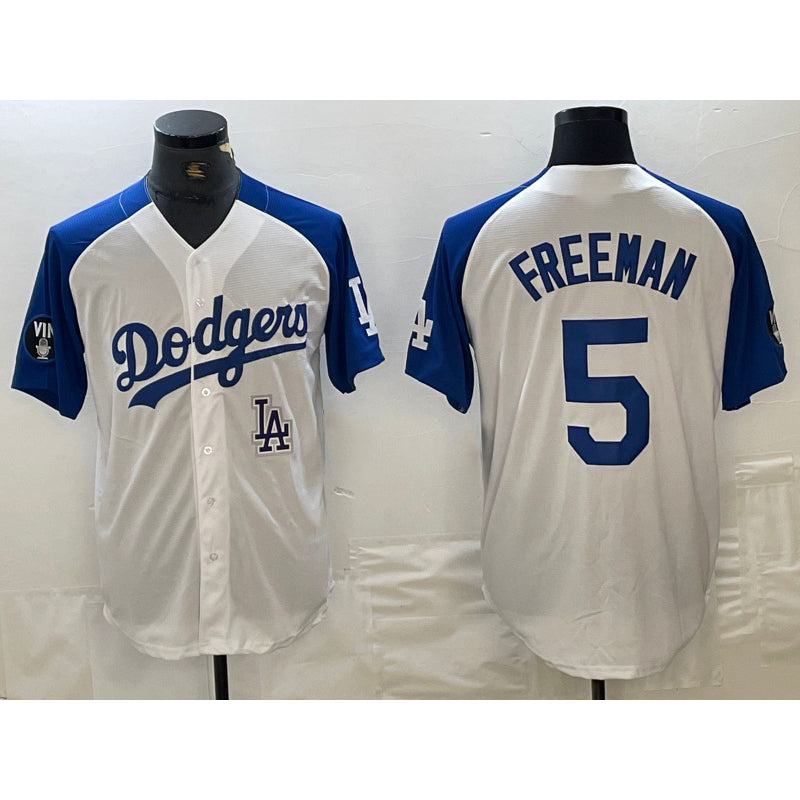 Boles Los Angeles Dodgers #5 Freddie Freeman White Blue  Fashion Stitched Cool Base Limited Jersey 2