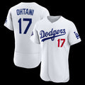 Boles Los Angeles Dodgers #17 Shohei Ohtani White  Home Authentic Sponsor Patch Jersey