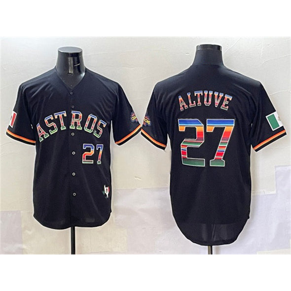 Boles Houston Astros #27 Jose Altuve Black  Mexico With World Serise Champions Patch Cool Base Stitched Jersey