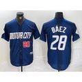 Boles Detroit Tigers #28 Javier Baez Number 2024 Navy  City Connect Cool Base Limited Stitched Jersey