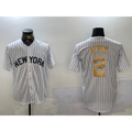 Boles  New York Yankees #2 Derek Jeter White  Pinstripe Fashion Cool Base Jersey 2