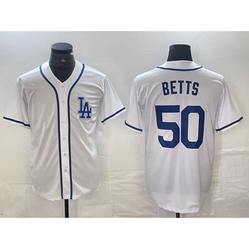 Boles Los Angeles Dodgers #50 Mookie Betts White  Cool Base Stitched Jersey