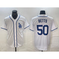 Boles Los Angeles Dodgers #50 Mookie Betts White  Cool Base Stitched Jersey