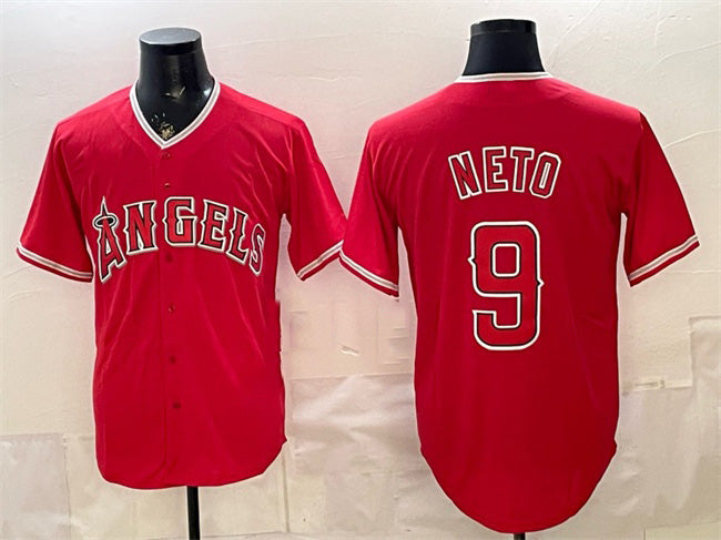 Boles Los Angeles Angels #9 Zach Neto Red  Stitched Jersey