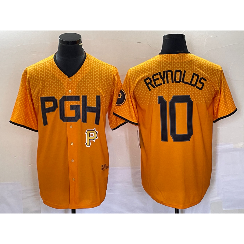 Boles  Pittsburgh Pirates #10 Bryan Reynolds Gold  2023 City Connect Stitched Jersey 2