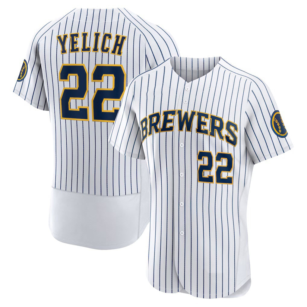 Boles    Milwaukee Brewers #22 Christian Yelich White  Team Alternate Authentic Player Jersey