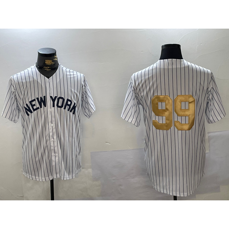Boles  New York Yankees #99 Aaron Judge White  Pinstripe Without Name Fashion Cool Base Jersey 2