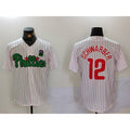 Boles  Philadelphia Phillies #12 Kyle Schwarber White Green  Cool Base Stitched Jersey 2