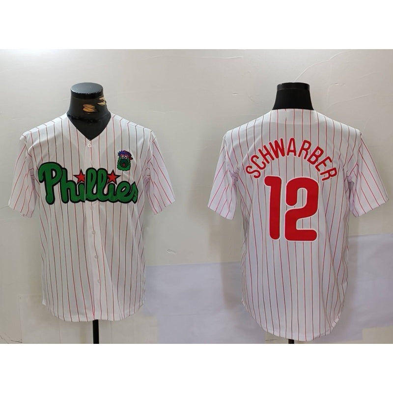 Boles  Philadelphia Phillies #12 Kyle Schwarber White Green  Cool Base Stitched Jersey 2