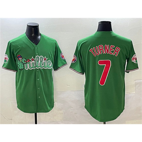 Boles  Philadelphia Phillies #7 Trea Turner Green  Phanatic Limited Stitched Jersey
