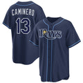 Boles Tampa Bay Rays #13 Junior Caminero Navy  Cool Base Stitched Jersey