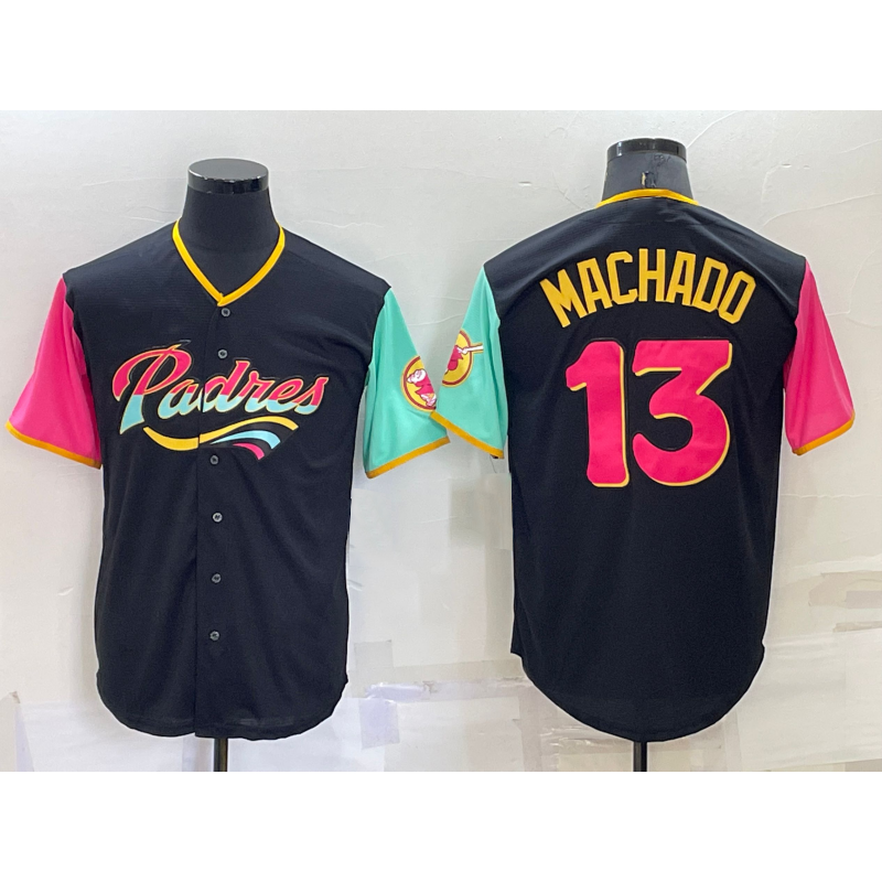Boles  San Diego Padres #13 Manny Machado Black  2022 City Connect Cool Base Stitched Jersey