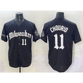 Boles    Milwaukee Brewers #11 Jackson Chourio Black  'Gothic 414 Shadows Edition' Vapor Premier Limited Stitched Jersey