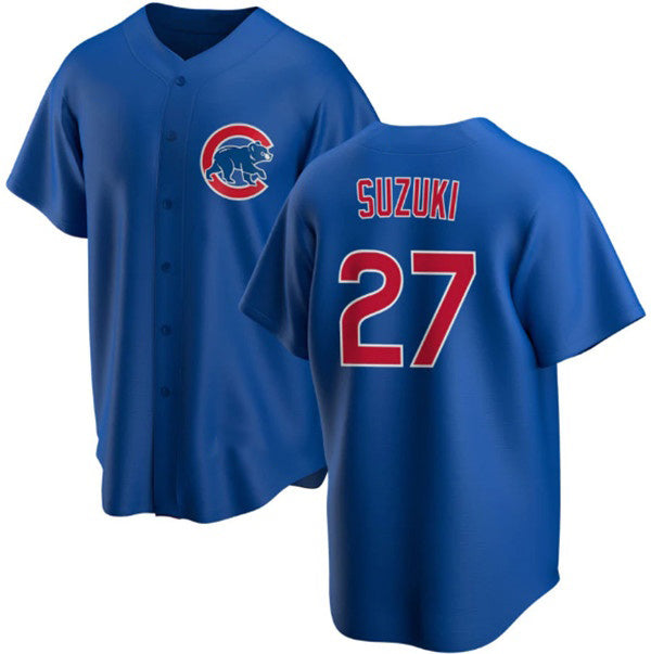 Boles  Chicago Cubs #27 Seiya Suzuki Royal  Cool Base Stitched Jersey