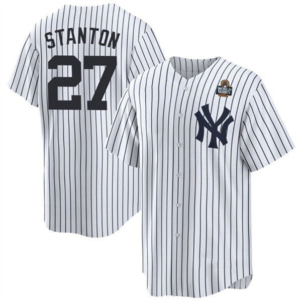 Boles  New York Yankees #27 Giancarlo Stanton White  2024 World Series With Name Cool Base Stitched Jersey