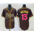 Boles  San Diego Padres #13 Manny Machado Number Brown  NEW 2023 City Connect Cool Base Stitched Jersey