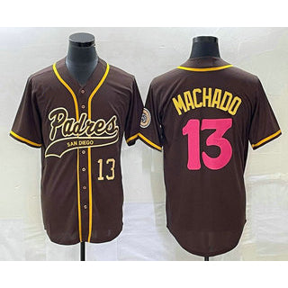 Boles  San Diego Padres #13 Manny Machado Number Brown  NEW 2023 City Connect Cool Base Stitched Jersey