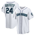 Boles Seattle Mariners #24 Ken Griffey Jr. White  Home Replica Jersey