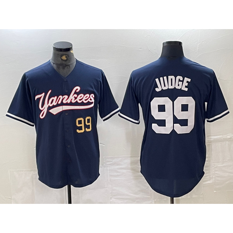 Boles  New York Yankees #99 Aaron Judge Number Navy  Cool Base Stitched Jersey