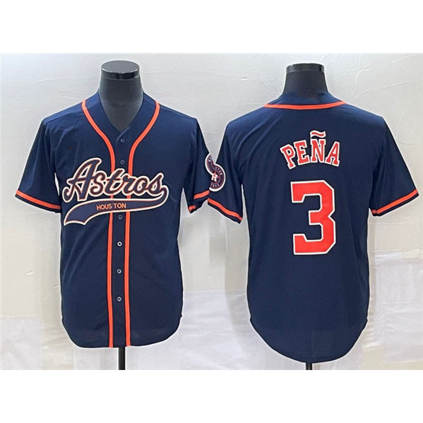 Boles Houston Astros #3 Jeremy Pena Navy  Cool Base Stitched Jersey