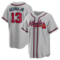 Boles Atlanta Braves #13 Ronald Acuna Jr. Gray  Road Replica Player Name Jersey