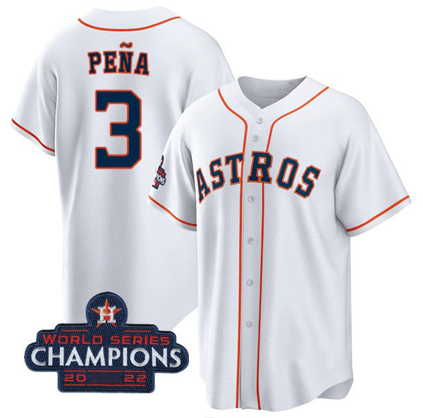 Boles Houston Astros #3 Jeremy Pena White  2022 World Series Champions Cool Base Stitched Jersey