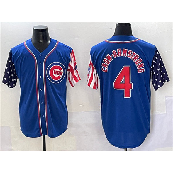 Boles  Chicago Cubs #4 Pete Crow-Armstrong Royal  2025 Independence Day Vapor Premier Limited Stitched Jersey